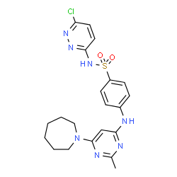 ChemSpider 2D Image | 4-{[6-(1-Azepanyl)-2-methyl-4-pyrimidinyl]amino}-N-(6-chloro-3-pyridazinyl)benzenesulfonamide | C21H24ClN7O2S