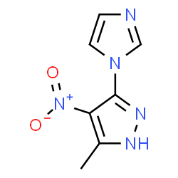 ChemSpider 2D Image | 3-(1H-Imidazol-1-yl)-5-methyl-4-nitro-1H-pyrazole | C7H7N5O2