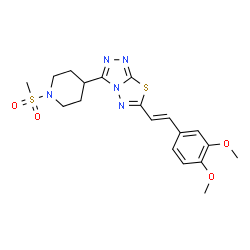 ChemSpider 2D Image | 6-[(E)-2-(3,4-Dimethoxyphenyl)vinyl]-3-[1-(methylsulfonyl)-4-piperidinyl][1,2,4]triazolo[3,4-b][1,3,4]thiadiazole | C19H23N5O4S2