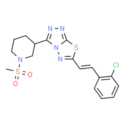 ChemSpider 2D Image | 6-[(E)-2-(2-Chlorophenyl)vinyl]-3-[1-(methylsulfonyl)-3-piperidinyl][1,2,4]triazolo[3,4-b][1,3,4]thiadiazole | C17H18ClN5O2S2