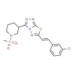 ChemSpider 2D Image | 6-[(E)-2-(3-Chlorophenyl)vinyl]-3-[1-(methylsulfonyl)-3-piperidinyl][1,2,4]triazolo[3,4-b][1,3,4]thiadiazole | C17H18ClN5O2S2