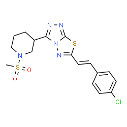 ChemSpider 2D Image | 6-[(E)-2-(4-Chlorophenyl)vinyl]-3-[1-(methylsulfonyl)-3-piperidinyl][1,2,4]triazolo[3,4-b][1,3,4]thiadiazole | C17H18ClN5O2S2