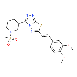 ChemSpider 2D Image | 6-[(E)-2-(3,4-Dimethoxyphenyl)vinyl]-3-[1-(methylsulfonyl)-3-piperidinyl][1,2,4]triazolo[3,4-b][1,3,4]thiadiazole | C19H23N5O4S2