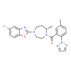 ChemSpider 2D Image | [(7S)-4-(5-Chloro-1,3-benzoxazol-2-yl)-7-methyl-1,4-diazepan-1-yl][5-methyl-2-(2H-1,2,3-triazol-2-yl)phenyl]methanone | C23H23ClN6O2