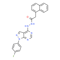 ChemSpider 2D Image | N'-[1-(4-Fluorophenyl)-1H-pyrazolo[3,4-d]pyrimidin-4-yl]-2-(1-naphthyl)acetohydrazide | C23H17FN6O