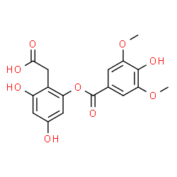 ChemSpider 2D Image | {2,4-Dihydroxy-6-[(4-hydroxy-3,5-dimethoxybenzoyl)oxy]phenyl}acetic acid | C17H16O9