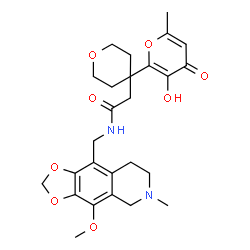 ChemSpider 2D Image | 2-(3-Hydroxy-6-methyl-4-oxo-2',3',5',6'-tetrahydro-4H,4'H-2,4'-bipyran-4'-yl)-N-[(4-methoxy-6-methyl-5,6,7,8-tetrahydro[1,3]dioxolo[4,5-g]isoquinolin-9-yl)methyl]acetamide | C26H32N2O8