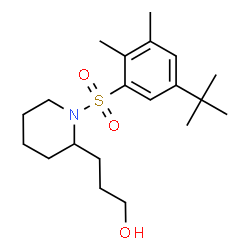 ChemSpider 2D Image | 3-(1-{[2,3-Dimethyl-5-(2-methyl-2-propanyl)phenyl]sulfonyl}-2-piperidinyl)-1-propanol | C20H33NO3S