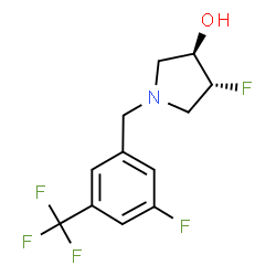 ChemSpider 2D Image | (3R,4R)-4-Fluoro-1-[3-fluoro-5-(trifluoromethyl)benzyl]-3-pyrrolidinol | C12H12F5NO