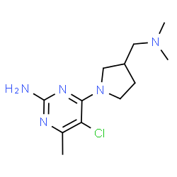 ChemSpider 2D Image | 5-Chloro-4-{3-[(dimethylamino)methyl]-1-pyrrolidinyl}-6-methyl-2-pyrimidinamine | C12H20ClN5