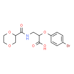 ChemSpider 2D Image | 2-(4-Bromophenoxy)-3-[(1,4-dioxan-2-ylcarbonyl)amino]propanoic acid | C14H16BrNO6
