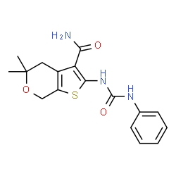 ChemSpider 2D Image | 5,5-dimethyl-2-[(phenylcarbamoyl)amino]-4H,5H,7H-thieno[2,3-c]pyran-3-carboxamide | C17H19N3O3S