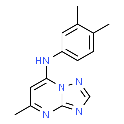 ChemSpider 2D Image | N-(3,4-Dimethylphenyl)-5-methyl[1,2,4]triazolo[1,5-a]pyrimidin-7-amine | C14H15N5