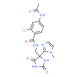 ChemSpider 2D Image | 4-Acetamido-2-chloro-N-{[4-(1-methyl-1H-imidazol-2-yl)-2,5-dioxo-4-imidazolidinyl]methyl}benzamide | C17H17ClN6O4