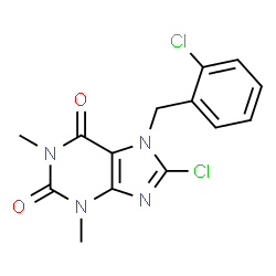 ChemSpider 2D Image | 8-Chloro-7-(2-chloro-benzyl)-1,3-dimethyl-3,7-dihydro-purine-2,6-dione | C14H12Cl2N4O2