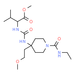 ChemSpider 2D Image | Methyl N-{[1-(ethylcarbamoyl)-4-(2-methoxyethyl)-4-piperidinyl]carbamoyl}valinate | C18H34N4O5