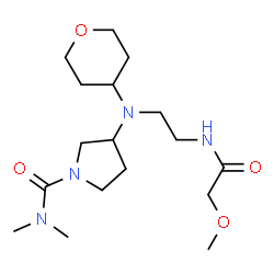 ChemSpider 2D Image | 3-[{2-[(Methoxyacetyl)amino]ethyl}(tetrahydro-2H-pyran-4-yl)amino]-N,N-dimethyl-1-pyrrolidinecarboxamide | C17H32N4O4