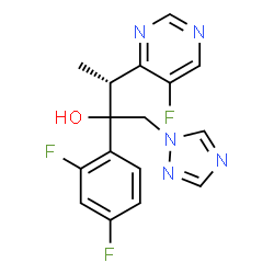 ChemSpider 2D Image | (3R)-2-(2,4-Difluorophenyl)-3-(5-fluoro-4-pyrimidinyl)-1-(1H-1,2,4-triazol-1-yl)-2-butanol | C16H14F3N5O