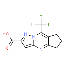 ChemSpider 2D Image | 6,7-Dihydro-8-(trifluoromethyl)-5H-cyclopenta[d]pyrazolo[1,5-a]pyrimidine-2-carboxylic acid | C11H8F3N3O2
