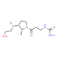 ChemSpider 2D Image | 1-(3-{(2R,3R)-3-[(2-Hydroxyethyl)(methyl)amino]-2-methyl-1-pyrrolidinyl}-3-oxopropyl)urea | C12H24N4O3