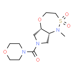 ChemSpider 2D Image | [(5aS,8aR)-1-Methyl-2,2-dioxidohexahydropyrrolo[3,4-f][1,4,5]oxathiazepin-7(1H)-yl](4-morpholinyl)methanone | C12H21N3O5S