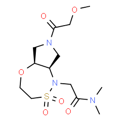 ChemSpider 2D Image | 2-[(5aS,8aR)-7-(Methoxyacetyl)-2,2-dioxidohexahydropyrrolo[3,4-f][1,4,5]oxathiazepin-1(5aH)-yl]-N,N-dimethylacetamide | C13H23N3O6S