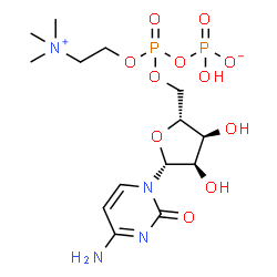 ChemSpider 2D Image | 5'-O-{[(Hydroxyphosphinato)oxy][2-(trimethylammonio)ethoxy]phosphoryl}cytidine | C14H26N4O11P2