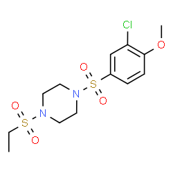 ChemSpider 2D Image | 1-[(3-Chloro-4-methoxyphenyl)sulfonyl]-4-(ethylsulfonyl)piperazine | C13H19ClN2O5S2