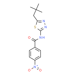 ChemSpider 2D Image | N-[5-(2,2-Dimethylpropyl)-1,3,4-thiadiazol-2-yl]-4-nitrobenzamide | C14H16N4O3S