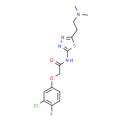 ChemSpider 2D Image | 2-(3-Chloro-4-fluorophenoxy)-N-{5-[2-(dimethylamino)ethyl]-1,3,4-thiadiazol-2-yl}acetamide | C14H16ClFN4O2S