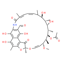 ChemSpider 2D Image | (7S,9Z,11R,12S,13R,14S,15S,16S,17R,19Z,21Z)-26-Formyl-2,15,17,27,29-pentahydroxy-11-methoxy-3,7,12,14,16,18,22-heptamethyl-6,23-dioxo-8,30-dioxa-24-azatetracyclo[23.3.1.1~4,7~.0~5,28~]triaconta-1(29),
2,4,9,19,21,25,27-octaen-13-yl acetate | C38H47NO13