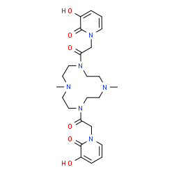ChemSpider 2D Image | 1,1'-[(4,10-Dimethyl-1,4,7,10-tetraazacyclododecane-1,7-diyl)bis(2-oxo-2,1-ethanediyl)]bis(3-hydroxy-2(1H)-pyridinone) | C24H34N6O6