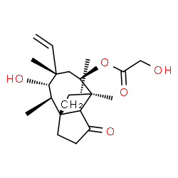 ChemSpider 2D Image | (1R,2R,3S,4S,6R)-3-Hydroxy-2,4,7,14-tetramethyl-9-oxo-4-vinyltricyclo[5.4.3.0~1,8~]tetradec-6-yl glycolate | C22H34O5