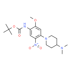 ChemSpider 2D Image | 2-Methyl-2-propanyl {4-[4-(dimethylamino)-1-piperidinyl]-2-methoxy-5-nitrophenyl}carbamate | C19H30N4O5