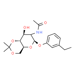 ChemSpider 2D Image | 3-Ethylphenyl (2xi)-2-acetamido-2-deoxy-4,6-O-isopropylidene-beta-L-arabino-hexopyranoside | C19H27NO6