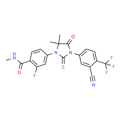 ChemSpider 2D Image | 4-{3-[3-Cyano-4-(trifluoromethyl)phenyl]-5,5-dimethyl-4-oxo-2-thioxo-1-imidazolidinyl}-2-fluoro-N-methylbenzamide | C21H16F4N4O2S
