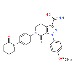 ChemSpider 2D Image | 1-{4-[(~13~C)Methyloxy]phenyl}-7-oxo-6-[4-(2-oxo-1-piperidinyl)phenyl]-4,5,6,7-tetrahydro-1H-pyrazolo[3,4-c]pyridine-3-carboximidic acid | C2413CH25N5O4