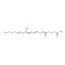 ChemSpider 2D Image | (5Z,8E,10E,14E)-5-Fluoro-12-hydroxy-5,8,10,14-icosatetraenoic acid | C20H31FO3
