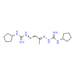 ChemSpider 2D Image | (2E)-N-Cyclopentyl-2-{(1E)-1-[(N-cyclopentylcarbamimidoyl)hydrazono]-2-propanylidene}hydrazinecarboximidamide | C15H28N8