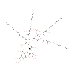 ChemSpider 2D Image | (6S)-3-Deoxy-6-[(1S)-1,2-dihydroxyethyl]-beta-D-erythro-hex-2-ulopyranonosyl-(2->4)-(6R)-3-deoxy-6-[(1R)-1,2-dihydroxyethyl]-beta-L-erythro-hex-2-ulopyranonosyl-(2->6)-(2xi)-2-deoxy-3-O-[(3R)-3-hydrox
ytetradecanoyl]-2-{[(3S)-3-hydroxytetradecanoyl]amino}-4-O-phosphono-beta-L-arabino-hexopyranosyl-(1->6)-(2xi)-2-deoxy-3-O-[(3S)-3-hydroxytetradecanoyl]-2-{[(3S)-3-hydroxytetradecanoyl]amino}-1-O-phos
phono-alpha-D-arabino-hexopyranose | C84H154N2O37P2