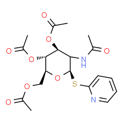 ChemSpider 2D Image | 2-Pyridinyl (2xi)-2-acetamido-3,4,6-tri-O-acetyl-2-deoxy-1-thio-beta-L-arabino-hexopyranoside | C19H24N2O8S