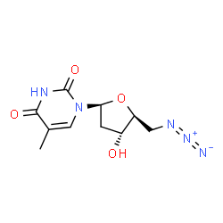 ChemSpider 2D Image | 1-(5-Azido-2,5-dideoxy-beta-L-erythro-pentofuranosyl)-5-methyl-2,4(1H,3H)-pyrimidinedione | C10H13N5O4