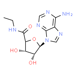 ChemSpider 2D Image | (3S,4R,5R)-5-(6-Amino-9H-purin-9-yl)-N-ethyl-3,4-dihydroxytetrahydro-2-furancarboxamide (non-preferred name) | C12H16N6O4