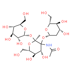 ChemSpider 2D Image | alpha-D-Glucopyranosyl 2-deoxy-beta-D-arabino-hexopyranosyl-(1->2)-(2xi)-2-C-acetamido-1-C-methyl-alpha-L-arabino-hexopyranoside | C21H37NO16