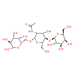 ChemSpider 2D Image | beta-L-Galactopyranosyl-(1->4)-(2xi)-2-acetamido-2-deoxy-beta-L-arabino-hexopyranosyl-(1->6)-L-galactopyranose | C20H35NO16