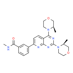 ChemSpider 2D Image | N-Methyl-3-{4-[(3R)-3-methyl-4-morpholinyl]-2-[(3S)-3-methyl-4-morpholinyl]pyrido[2,3-d]pyrimidin-7-yl}benzamide | C25H30N6O3