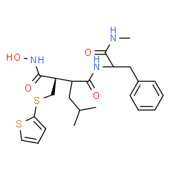 ChemSpider 2D Image | (3R)-N~4~-Hydroxy-2-isobutyl-N~1~-[1-(methylamino)-1-oxo-3-phenyl-2-propanyl]-3-[(2-thienylsulfanyl)methyl]succinamide | C23H31N3O4S2