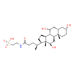 ChemSpider 2D Image | 2-{[(3alpha,5beta,7alpha,12beta,20S)-3,7,12-Trihydroxy-24-oxocholan-24-yl]amino}ethanesulfonic acid | C26H45NO7S