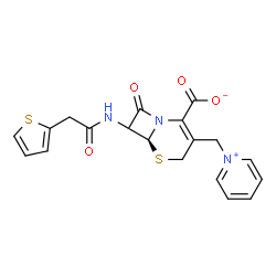 ChemSpider 2D Image | (6S)-8-Oxo-3-(1-pyridiniumylmethyl)-7-[(2-thienylacetyl)amino]-5-thia-1-azabicyclo[4.2.0]oct-2-ene-2-carboxylate | C19H17N3O4S2