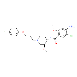 ChemSpider 2D Image | 4-Amino-5-chloro-N-{(3S)-1-[3-(4-fluorophenoxy)propyl]-3-methoxy-4-piperidinyl}-2-methoxybenzamide | C23H29ClFN3O4